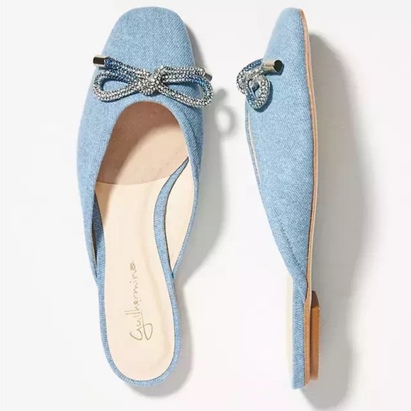 NEW Anthropologie Guilhermina DENIM Ballet Flat Mules Size 7 Store Display - Picture 1 of 6